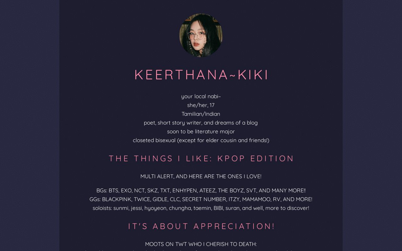 Carrd profile picture for @keerthana